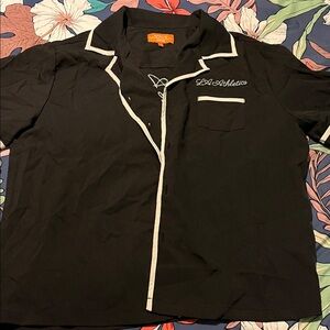 Negative Space button down embroidered short sleeved shirt